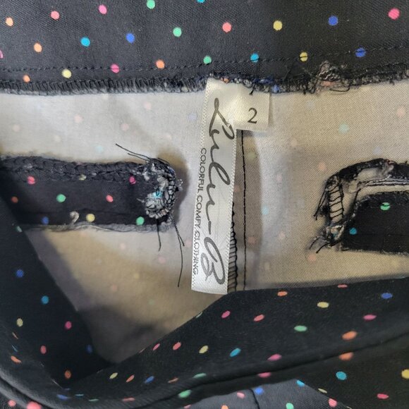 Lulu B Women's Size 2 Crop Pants Pull On Black Polka Dots Faux Back Pockets - Picture 4 of 5